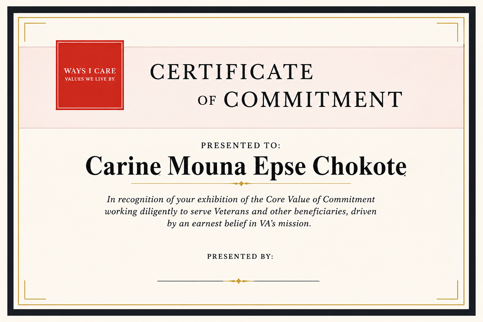 certificate of com award